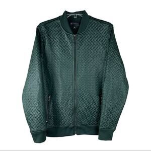 INC green quilted lightweight bomber stretchy full zip jacket medium